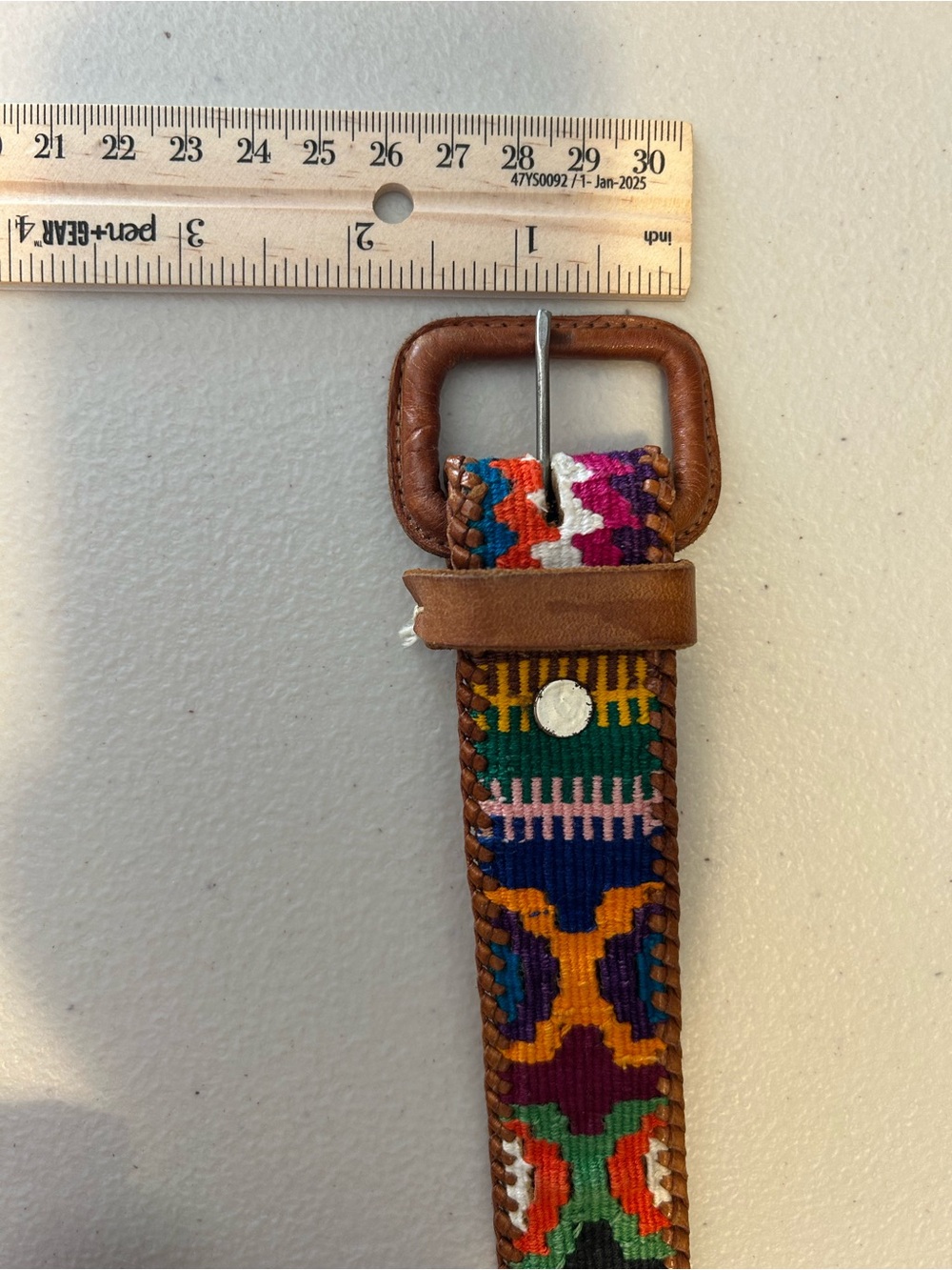 Guatemalan Leather Belt with Stitch Detailing #2